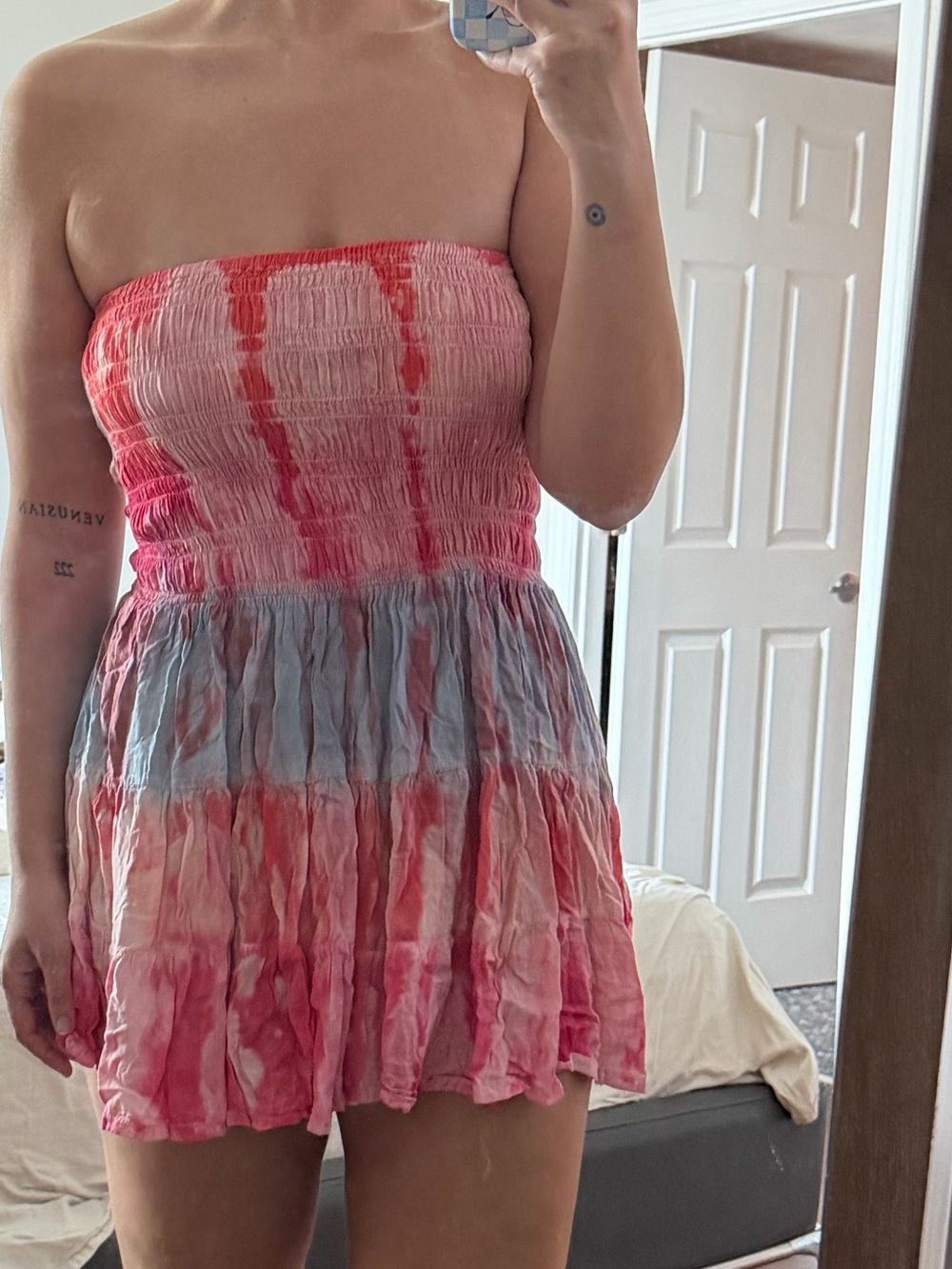 Tiare Hawaii Tie Dye Ruched Mini Dress